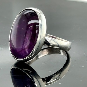 <b>Boho</b> Hippie Amethyst <b>Silver</b> <b>Ring</b> Women's and Men's Engagement and Wedding Gift Elegant Bohemian Style - Product Image 3