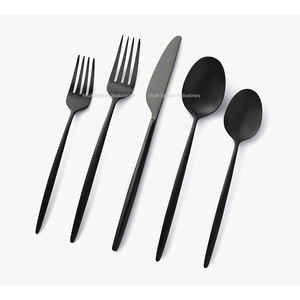 ชุดช้อนส้อมสแตนเลสสตีลสไตล์อเมริกันโมเดิร์นสุดหรู พร้อมด้ามจับเคลือบเงาแบบราชวงศ์ สำหรับใช้ในบ้านและงานแต่งงาน - Product Image 5