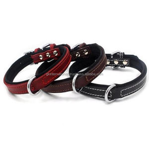 High Quality Dog <b>Accessories</b> Pet Products Handmade Black or Brown Genuine Leather Dog Collar with Strong Edge <b>Stitching</b> - Product Image 5