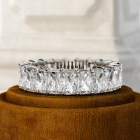 Banda de compromiso de eternidad completa de diamante cultivado en laboratorio de corte radiante de 4Ct para hombre, oro de 14K VS Clarity F Color, joyería fina