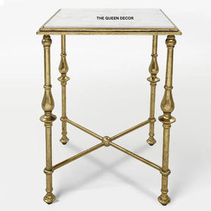 Table d'appoint de luxe dorée en acier inoxydable pour hôtels et restaurants, plateau en marbre noir, métal, salon, best-seller - Product Image 2