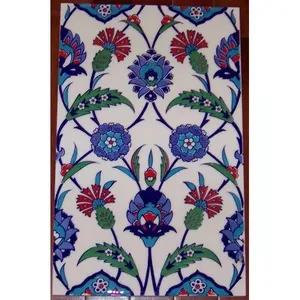 Azulejo de cerámica turco Iznik 9 7/8 \ "X 15 3/4 \" Piedra sinterizada con patrón de margaritas y claveles - Product Image 1