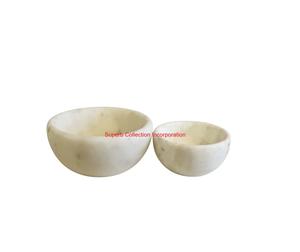 Ensemble de bols de service en marbre naturel blanc fait main pour cuisine élégante et décoration intérieure bols utilitaires en pierre décorative multi-usages - Product Image 1