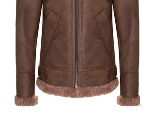 Veste en cuir pour hommes Esprit d'hiver en peau de mouton vintage personnalisable en gros cuir de vachette chaud teint en fausse fourrure avec fermeture éclair en cuir véritable teint uni - Product Image 4