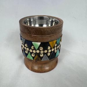 Bougie de cire en bois faite à la main dans un support en métal utilisé pour les festivals anniversaire mariage fête des pères fête des mères - Product Image 3