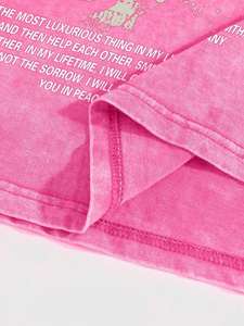 Camiseta extragrande Rosa lavada con ácido Vintage 100% algodón estampado gráfico logotipo personalizado ropa de calle camiseta suave transpirable camisetas para hombre - Product Image 3