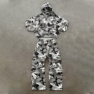 Sudadera con capucha y jersey de poliéster/algodón de peso pesado personalizada, chándal con estampado de camuflaje para hombre - Product Image 1