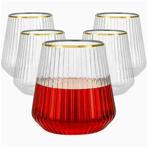 Bicchiere in Plastica Personalizzabile <span class=keywords><strong>da</strong></span> 12oz <span class=keywords><strong>con</strong></span> Bordo Dorato Senza Stelo per Bar, Caffè, Frappè e Attività Commerciali - Product Image 1