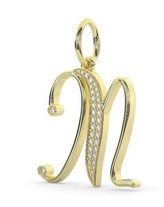 Pendentif en moissanite à lettre le plus vendu, argent sterling 925 plaqué or jaune, pendentif personnalisé avec nom pour femme et homme, pendentif fin - Product Image 4