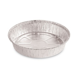 Boardwalk 48 Oz. Disposable Aluminum <b>Foil</b> To-Go <b>Containers</b> 9 In. Diameter X 1.66 In. Round Silver-500/Carton - Product Image 1