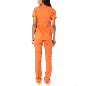 Ensembles d'uniformes de gommage d'infirmière à manches courtes costume de gommage personnalisé uniformes d'hôpital gommages de soins infirmiers médicaux polyester nylon couleur orange - Product Image 2