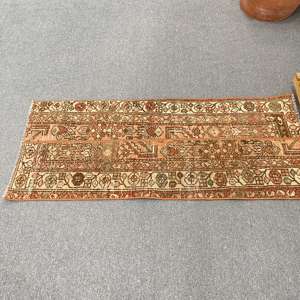 Alfombra Turca Vintage de 1.9x4.5 pies, Alfombra Pequeña Marrón de Lana Ombr - Product Image 2