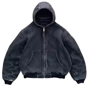 Sweats à capuche à fermeture éclair délavés à l'acide pour hommes 100% coton Basics Oversized Distressed Loose Fit Unisex Wholesale Custom Made Men Hoodies - Product Image 2