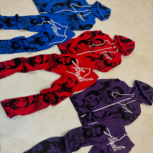 Ensemble survêtement pour homme en molleton de coton lourd à épaules tombantes et ample, avec sweat-shirt et pantalon de survêtement - Product Image 2