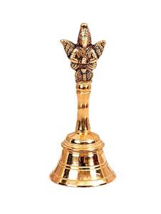 Campana de Puja de Latón Pulido Electrochapado de Alta Calidad con Asa de Nandi para Mandir - Campana Colorida para Poojan - Product Image 4