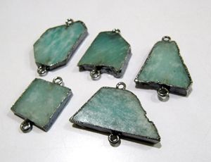 Conector de forma libre para la fabricación de joyas Encanto de doble bucle de amazonita natural de aproximadamente 1 pulgada - Product Image 3