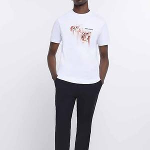 Camiseta blanca de algodón de secado rápido para hombre con estampado de logotipo personalizado, ropa de calle de patrón sólido, estampado gráfico para hombre y mujer - Product Image 6