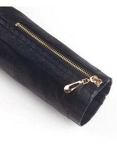 Service ODM personnalisé Vestes en cuir pour femmes Mode Veste en cuir d'agneau véritable Respirant Fermeture éclair Hiver Logo original - Product Image 2