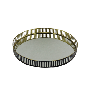 Prix de gros Plateau miroir rond de luxe en verre et fer au design moderne pour la décoration de table des restaurants et des hôtels - Product Image 6