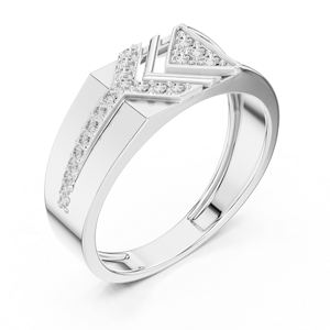 Anillo de Diamantes con Flecha Geométrica y Centro Estructurado |   Diseño de Lujo Contemporáneo - Product Image 4