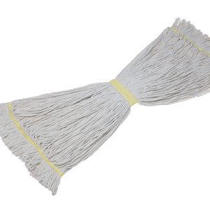 X-Large Vadrouille humide en coton jaune à bout bouclé Fil super absorbant 4 plis 1 bandeau de queue Nettoyage lisse sans enchevêtrement - Product Image 2