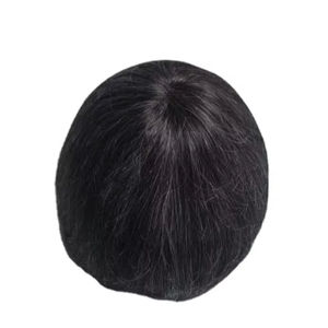 Perruque en cheveux humains à dentelle frontale mono, cheveux chinois vierges Remy, patchs de cheveux, lisses crépus, vague profonde, 1b+gris - Product Image 4