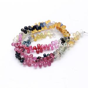 Nueva tendencia de alta calidad Multi zafiro lágrima Briolette Beads 4mmX6mm multicolor zafiro forma de gota cuentas sueltas joyería - Product Image 2