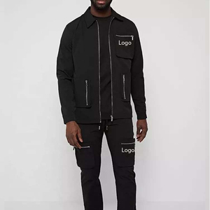 ชุดเซ็ตสตรีทแวร์ผู้ชายสั่งทำขายส่ง แบบมีกระเป๋า ผ้าแคนวาส ผ้าฝ้าย ชุด 2 ชิ้น เสื้อแจ็คเก็ตและกางเกงคาร์โก้ ชุดวอร์ม - Product Image 4