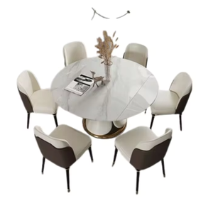 Fabricación en Indonesia Juego de restaurante Juego de mesa de comedor de madera maciza de teca Juego de comedor redondo para La VENTA - Product Image 1