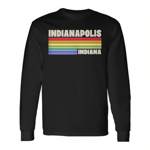 Indianapolis Indiana <b>Pride</b> Rainbow Flag Gay <b>Pride</b> Queer Tank <b>Top</b> Long Sleeve T-Shirt Promotional Product - Product Image 2