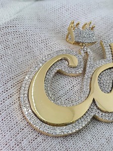 Colgante de oro blanco con inicial personalizada con VVS Iced Out Hip Hop Style 925 Sterling Silver y Diamond Moissanite Jewelry - Product Image 2