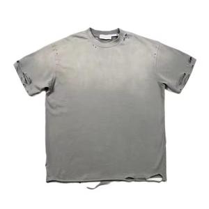 เสื้อยืดโอเวอร์ไซส์แบบฟอกสี 100% ผ้าฝ้าย วินเทจ ลุคสตรีทแวร์ คอกลม แขนสั้น สำหรับผู้ชาย เสื้อฟอกสี - Product Image 1