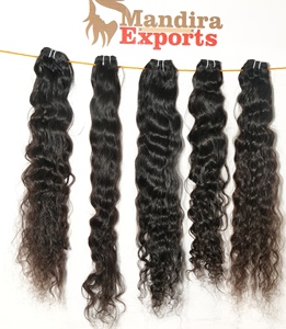 Vente en gros 100% cheveux vierges bruts non traités meilleure qualité faisceaux couleur noire ondulés extensions de cheveux humains indiens - Product Image 4