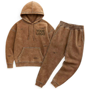 Sweats à capuche surdimensionnés pour hommes, poids lourd, délavés à l'acide Ensemble survêtement 100% coton Boxy Fit 500gsm Techniques imprimées pour l'hiver - Product Image 3
