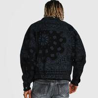 Veste en jean pour homme, style unique toutes marques, tenue tendance, col montant en toile, vintage avec logo frontal