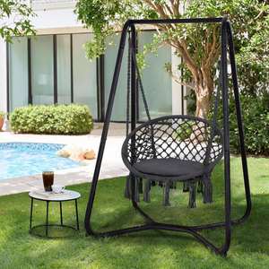 NEW ARRIVAL All Weather Rattan Hanging <b>Swing</b> Chair - <b>Single</b> Seater with Removable Cushion for Garden Patio Waterproof Sponge - Product Image 3