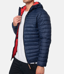 Veste matelassée à capuche zippée en toile d'hiver pour homme avec logo personnalisé sur le devant Noir - Product Image 2