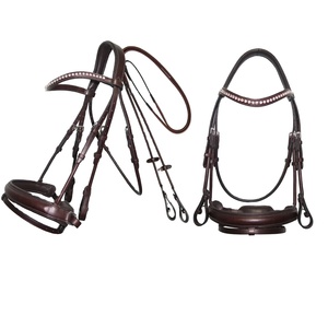 Bride d'équitation en cuir anatomique de qualité supérieure rembourrée Western Equestrian Halter Headstall Durable Crystal Browbands Rub - Product Image 2