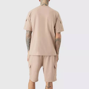 Conjunto doble de verano para hombre, camiseta con hombros descubiertos, camisa de manga corta, conjuntos para hombre, ropa de calle informal, conjuntos cortos de verano de 2 piezas para hombre - Product Image 2
