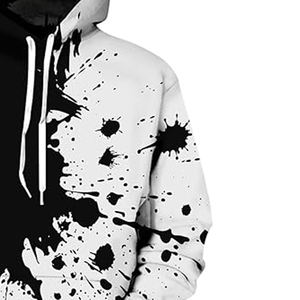 Sudadera con capucha de sublimación cálida de invierno informal para hombre, productos superiores hechos a medida con cuello con capucha de patrón blanco y negro sólido - Product Image 3