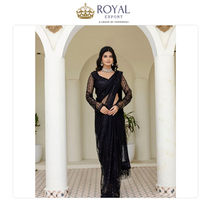 Sari en filet de papillon en nylon de qualité supérieure, design élégant, vêtements indiens pour femmes, pour les fêtes, à bas prix - Product Image 4