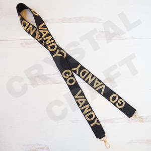 Correa de monedero con cuentas a cuadros para el día del juego, correas personalizadas para bolso con cuentas de semillas de oro blanco, accesorios de moda para bolsos - Product Image 2