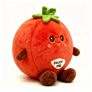 Tomato plush, stuffed tomato toy, <b>cute</b> fruit vegetable plushie, round tomato stuffed animal - Product Image 1