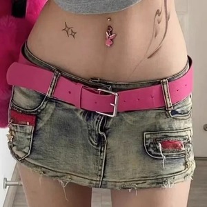 Women's Micro Skirt with Cute A-Line Cut European Style Hip-<b>Covering</b> Denim Summer Streetwear with Gothi - Product Image 6