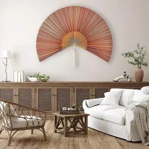 Гигантский настенный веер из бамбука в Восточном деревенском стиле, складной веер из ротанга для спальни, подголовника, тканый настенный веер для украшения дома