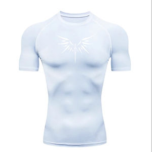 <b>White</b> Dragonfly Men's Sports T-<b>shirt</b> Training Fitness <b>Compression</b> Short Sleeve Rashguard Quick Dry Athletic Tees Gym T-<b>shirts</b> - Product Image 2