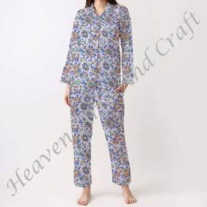 Conjunto de Pijamas de Algodón 100% para Mujer, Ropa de Dormir Suave para el Hogar, Conjunto de Pijamas de Primavera/Verano con Estampado Floral/Personajes/Letras/Patrón/Vacaciones/Árbol PJ078 - Product Image 5