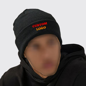 หมวกบีนนี่ไหมพรมถักสำหรับผู้ชายผ้าแจ็คการ์ดสี100% โลโก้แบบออกแบบได้ตามต้องการสำหรับฤดูหนาว - Product Image 1