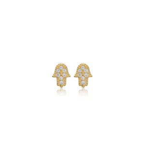 CZ Stone Hamsa Design Stud Pendientes Turco Hecho a mano Venta al por mayor 925 Joyería de plata esterlina - Product Image 1