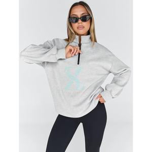 Sudaderas de mujer de ropa informal con media cremallera de alta calidad, sudaderas de mujer de gran tamaño personalizadas con media cremallera al por mayor, servicio OEM - Product Image 6